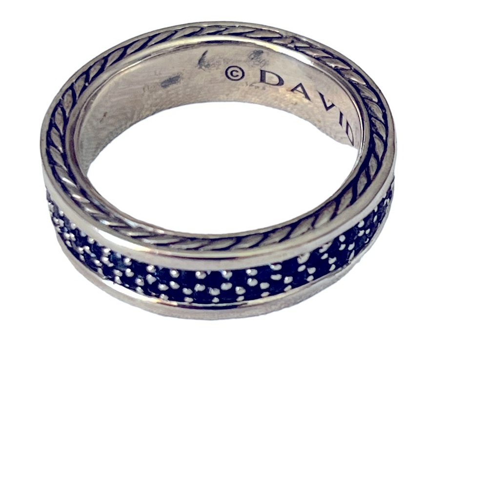David Yurman mens sapphire and sterling silver ring